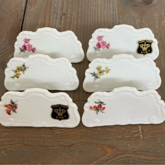 Porcelain German Place Cards VTG-6 in Set - Picture 1 of 10